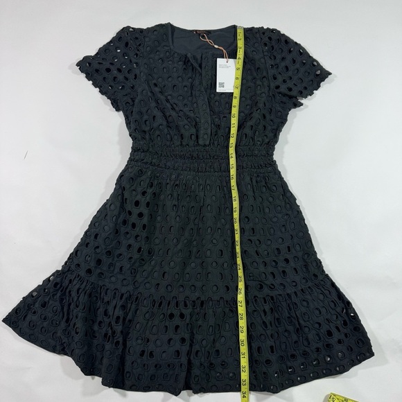 New Quince Organic Cotton Eyelet Mini Tiered Dress Black - Picture 8 of 8